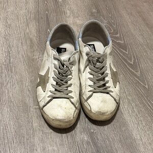 Golden Goose White and Gray Star Sneakers
